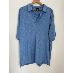 Mens FootJoy Polo Golf Shirt Blue White Striped Size 2XL/XXL Excellent FJ